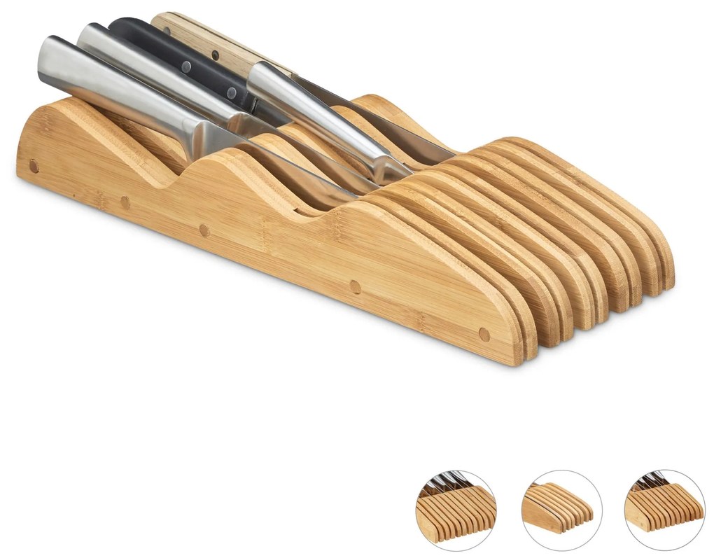 Bambusový organizér na nože do zásuvky L RD0296