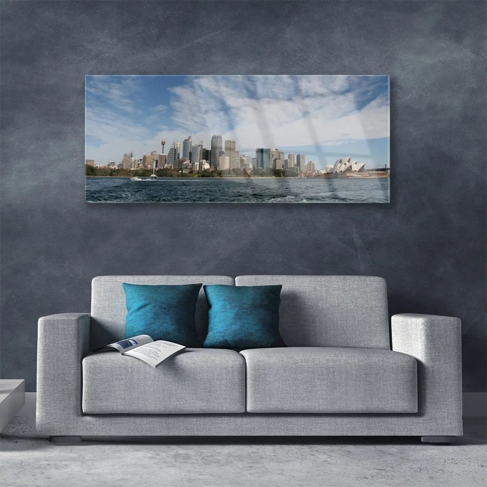 Obraz plexi Mesto more domy sydney 125x50 cm