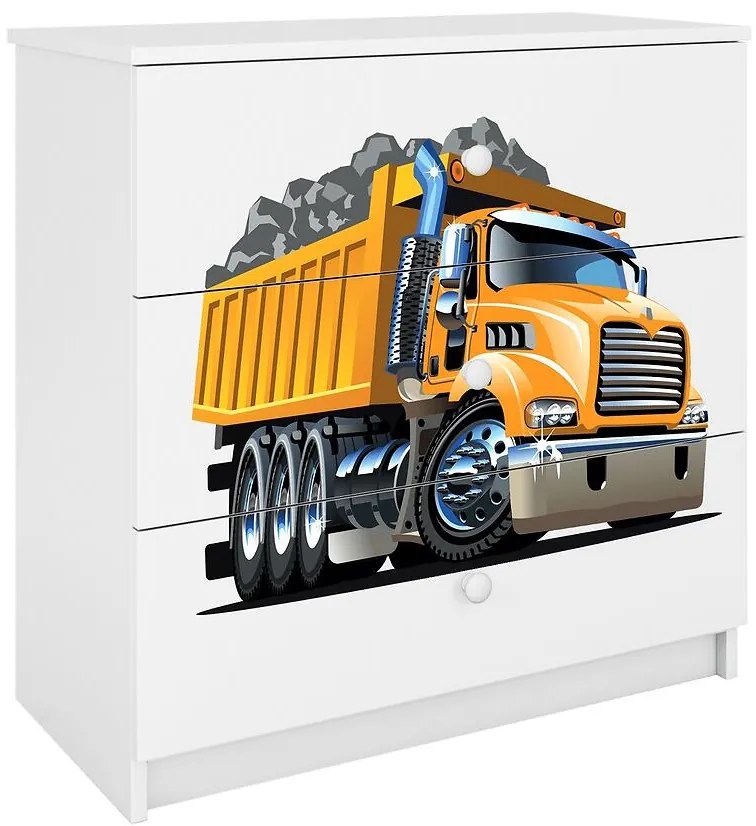 Detská komoda  Babydreams biela – Nákladné auto