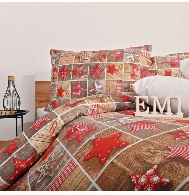 Vianočné bavlnené obliečky Ginger EMI, Štandardný set jednolôžko obsahuje 1x 140x200 + 1x 70x90