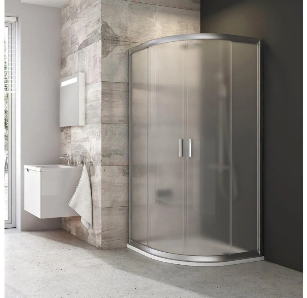 Ravak 3B240U00ZG - Sprchový kút štvordielny štvrťkruhový BLIX 80x80cm satinový