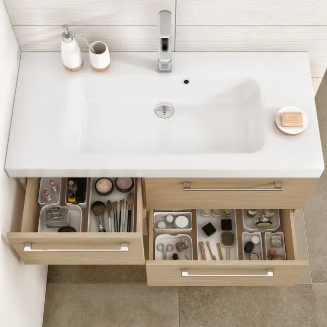 Organizér do zásuvky, do kuchyne aj do kúpeľne, sada 4 ks ESSENTIAL, biela