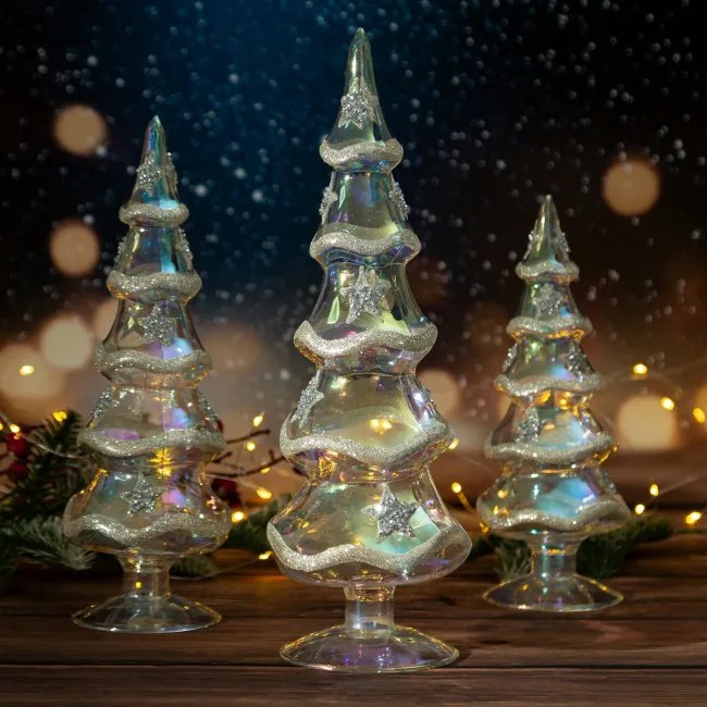 Vianočná dekorácia stromček FIG 161 C priesvitná / strieborná