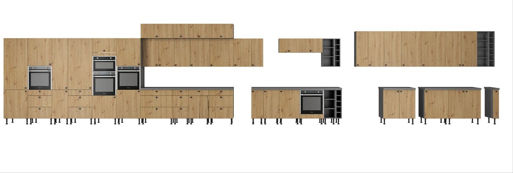 Dolná kuchynská skrinka Avantoe 60 D 3S BB (Dub artisan + Antracit). Vlastná spoľahlivá doprava až k Vám domov. 1049625