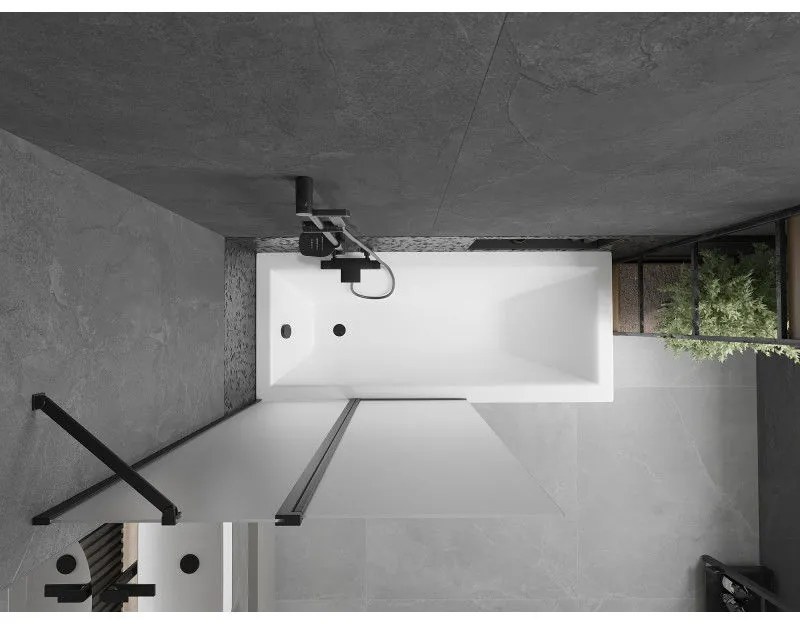 Mexen Flip, 1-krídlová vaňová zástena 100 x 150 cm, 6 mm námraza sklo, čierny profil, 894-100-101-70-30