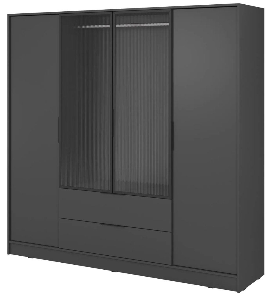 Šatní skříň Kelly 4D RM s tyčí 206 cm grafit