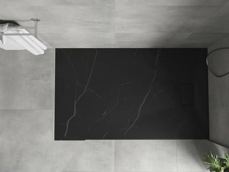 Mexen Hugo, obdĺžniková sprchová vanička, SMC, 150x80cm, imitácia kameňa – čierna, 42758015