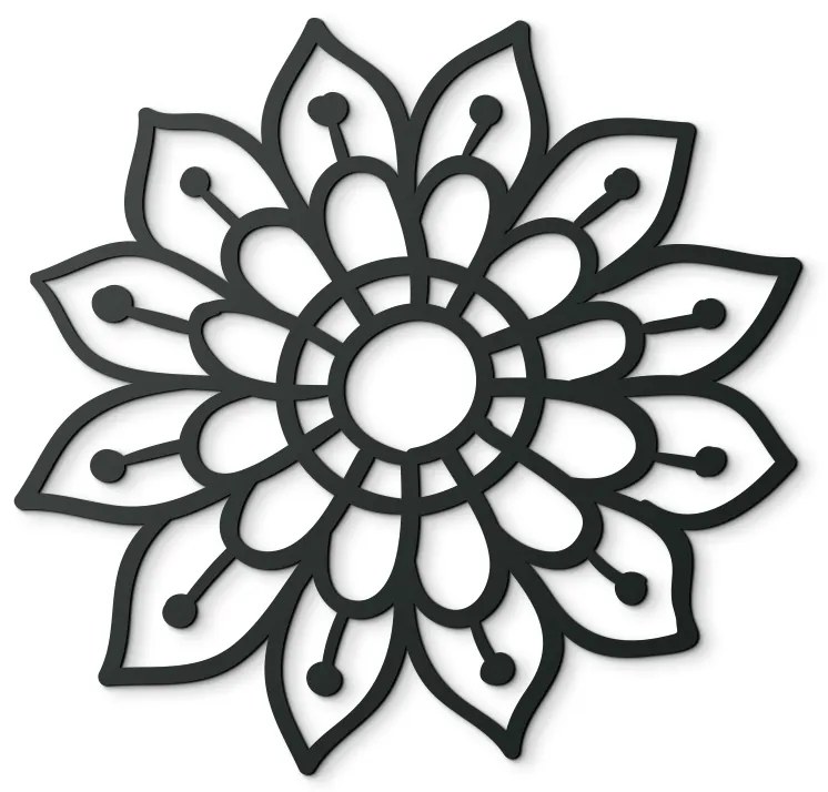 drevko Drevená mandala na stenu Kvet Rozmer obrazu: 44,5 x 44,5 cm, Farba dekorácie: Čierna