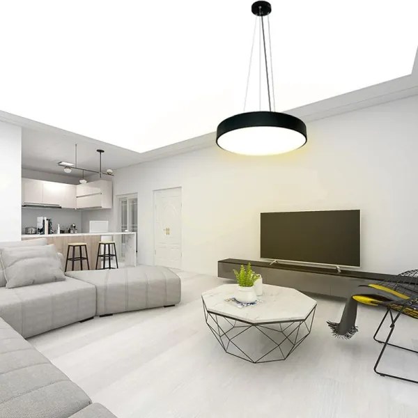 LED Stmievateľný luster na lanku LED/50W/230V 3000-6500K čierna + diaľkové ovládanie