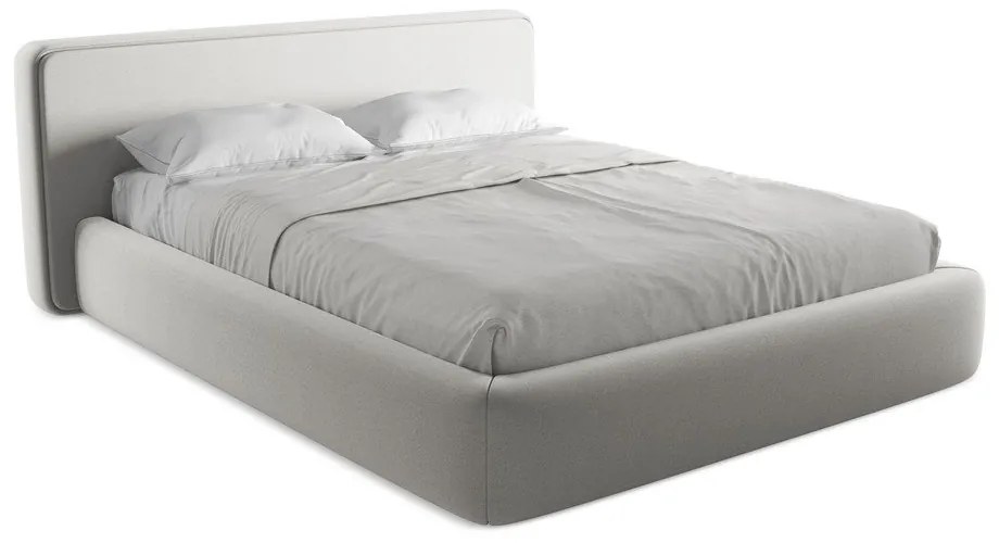 Svetlosivá čalúnená dvojlôžková posteľ s úložným priestorom s roštom 160x200 cm Kiana – Makamii
