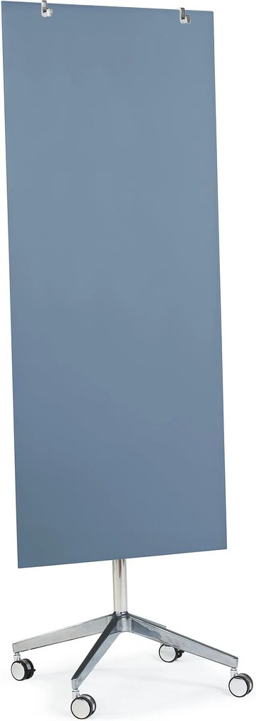 Mobilná sklenená magnetická tabuľa Stella, 650x1575 mm, pastelová modrá
