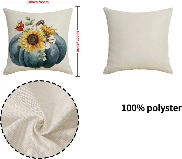 Obliečka na vankúš HELLO PUMPKINS 45x45 cm, béžová