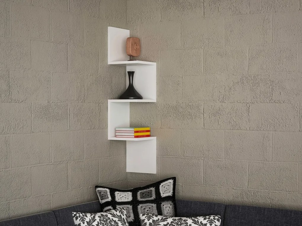 Nástenná rohová nástenná polica ROHOVÁ biela