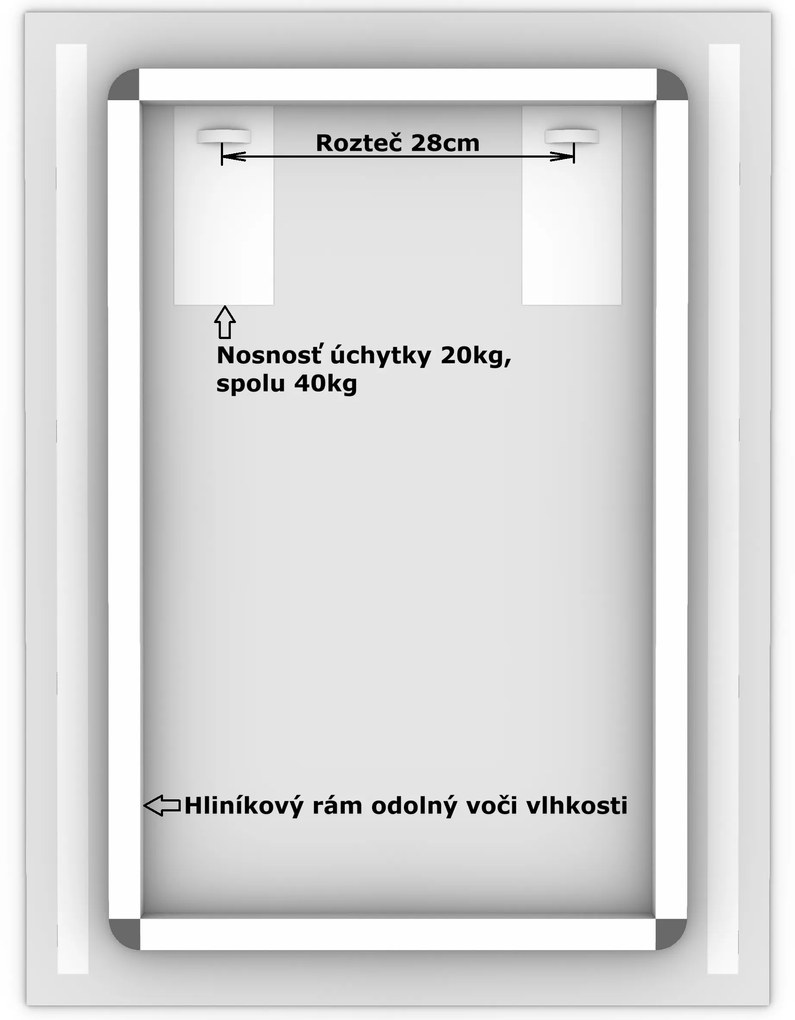 LED zrkadlo Longitudine 60x80cm teplá biela