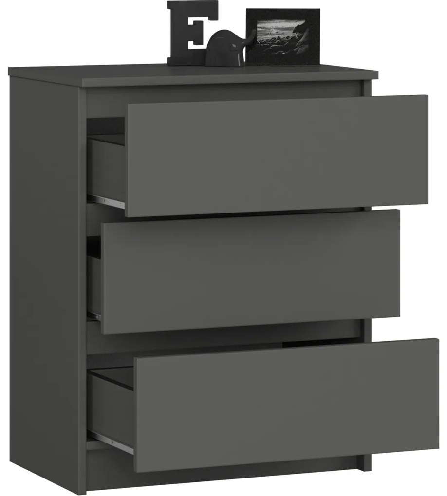 Komoda Kuba 60 cm s 3 zásuvkami grafitová