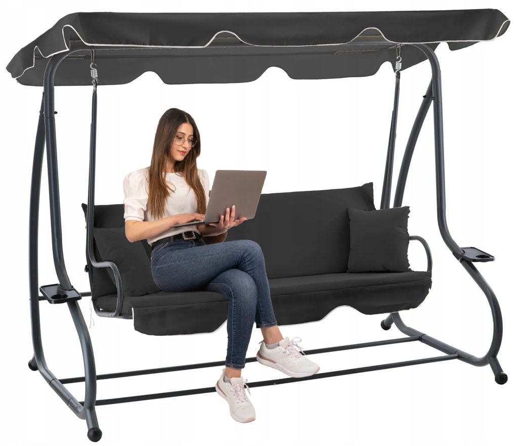 Záhradná hojdačka MARRIANE 2v1 210 cm antracit