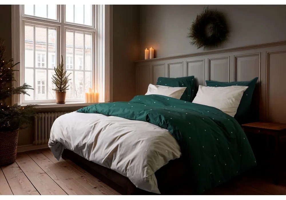 Béžové obliečky na jednolôžko z bavlneného perkálu 140x200 cm Christmas Fable – JUNA