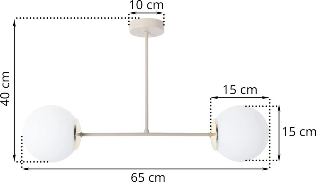Stropné svietidlo Florence, 2x biele sklenené tienidlo, be/g