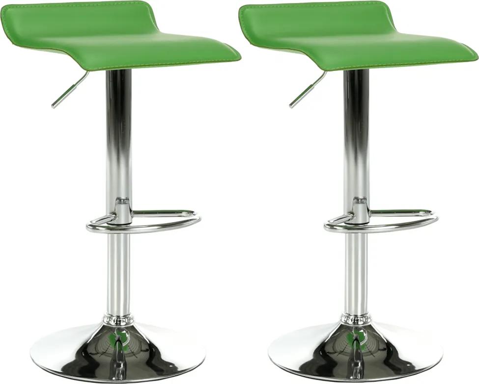 2 kusy, barová stolička, ekokoža zelená/chróm, LARIA NEW