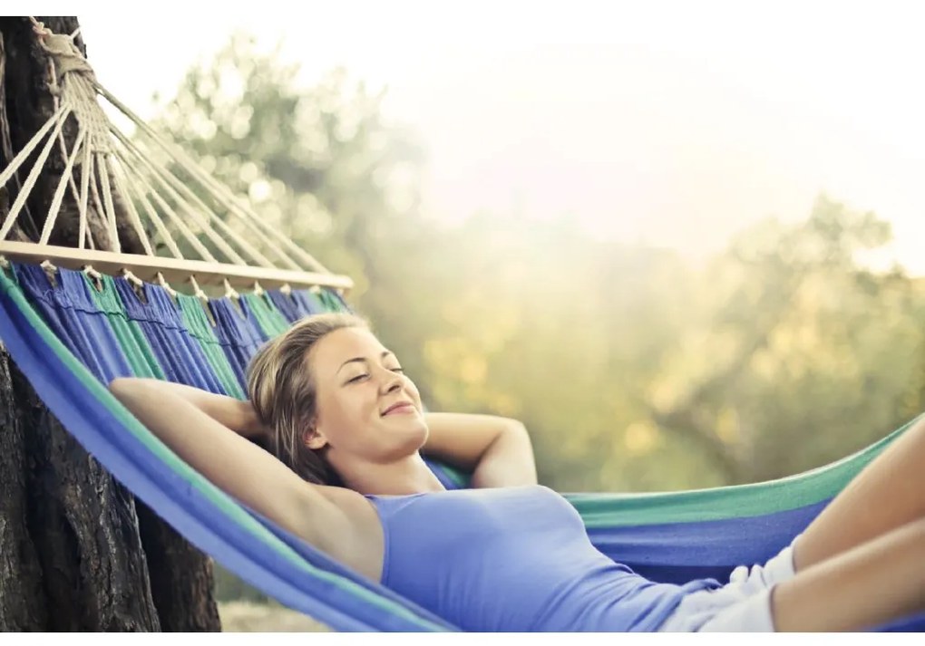 Bluegarden Bluegarden, 1-osobová záhradná hojdacia sieť 200x90 cm 480144B, modrá-zelená, OGR-09029