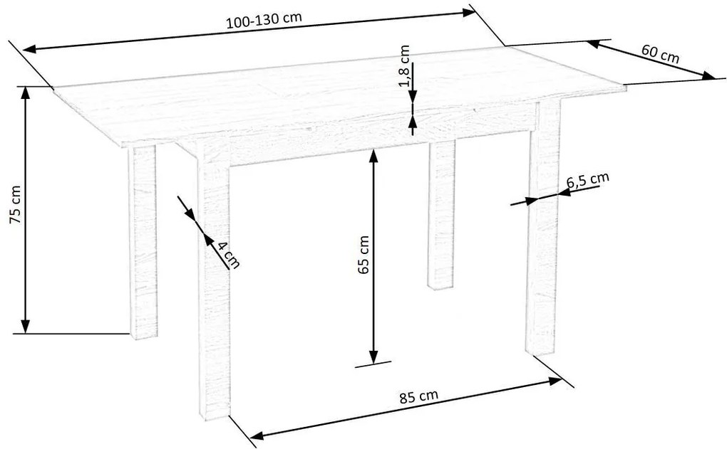 Jídelní rozkládací stůl GINO 100/135 cm dub craft zlatý