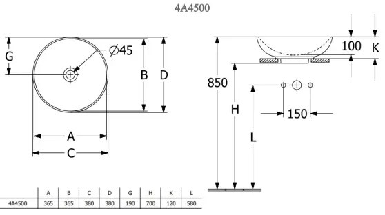 Villeroy & Boch 4A450001 - Umývadlo na dosku LOOP&FRIENDS priemer 38 cm keramika/biela