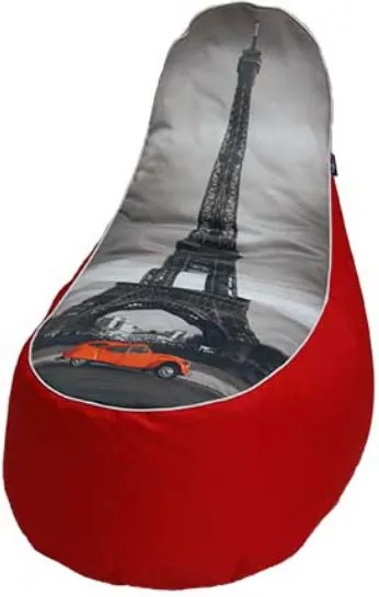 TEMPO KONDELA Sherif sedací vak červená / vzor Eiffel