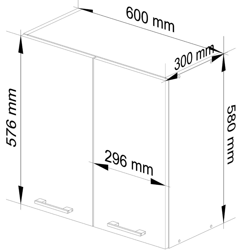 Závesná kuchynská skrinka OLIVIE 60x58 cm 01 matná biela/matná grafitovo sivá