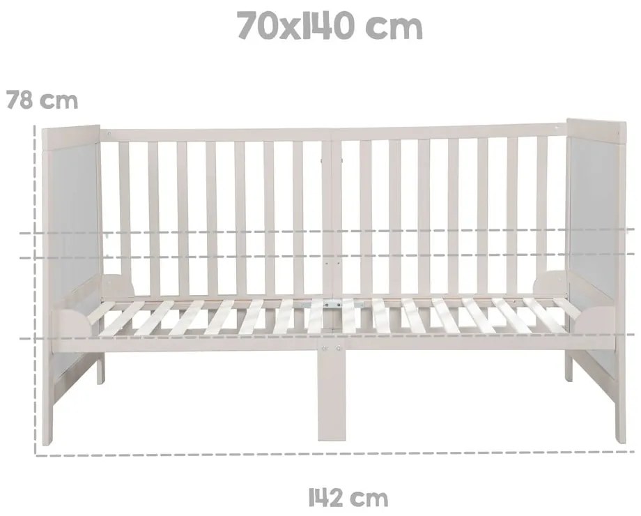 Sivá postieľka s nastaviteľnou výškou 70x140 cm Easy Sleep – Roba