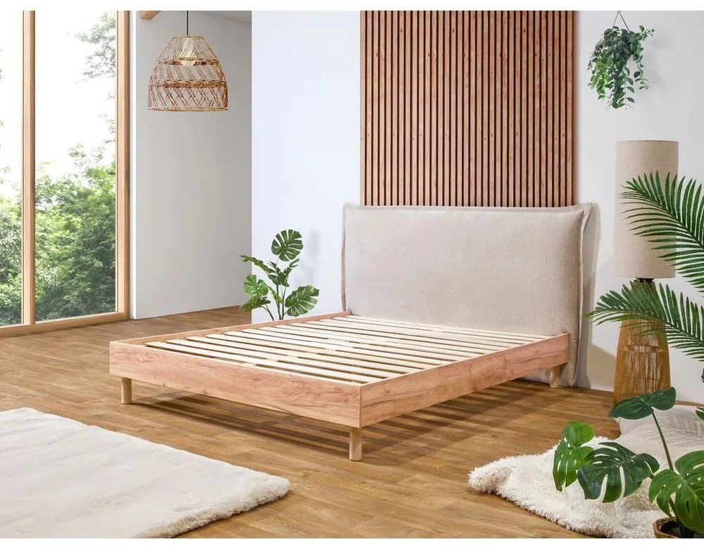 Béžová/prírodná dvojlôžková posteľ s roštom 180x200 cm Charlie – Bobochic Paris