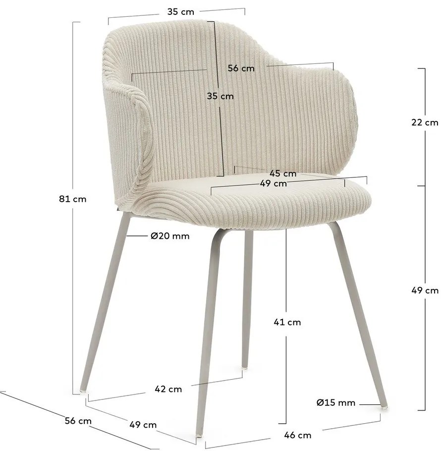 Béžové čalúnené jedálenské kreslá v súprave 2 ks Yunia – Kave Home