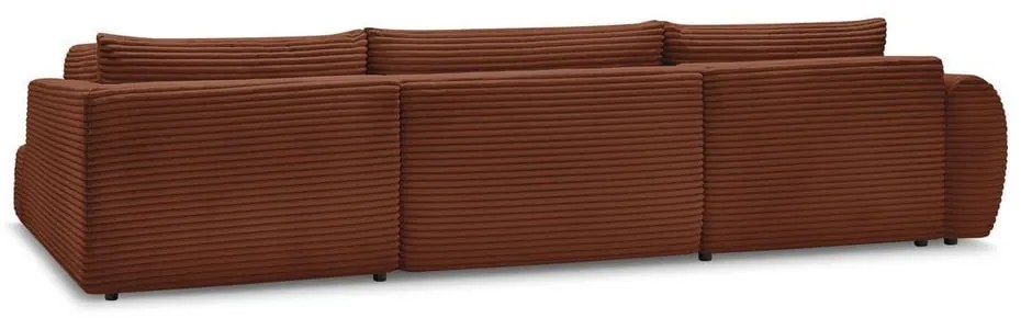 Menčestrová rozkladacia/s úložným priestorom rohová pohovka v tehlovej farbe (pravý roh/do tvaru "U") Lucien – Bobochic Paris