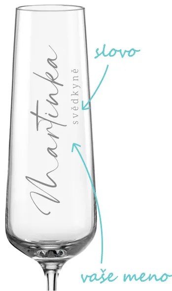 Svadobný pohár na sekt Kaligrafické písmo