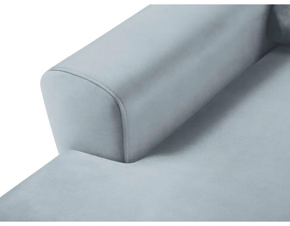 Svetlomodrá zamatová rozkladacia/s úložným priestorom rohová pohovka (ľavý roh/s leňoškou) Kyoto – Cosmopolitan Design