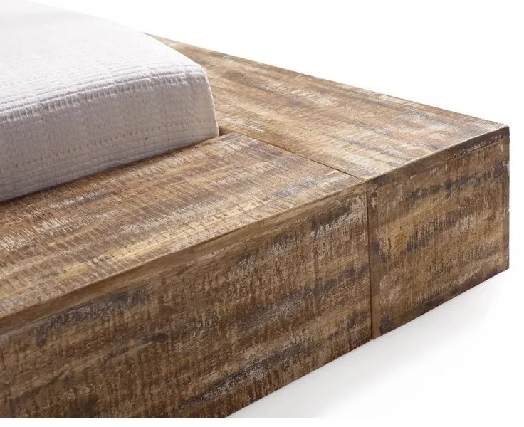 furniture-nabytek.cz - Masívna posteľ z mangového dreva, pruhovaná, lakovaná, hnedá
