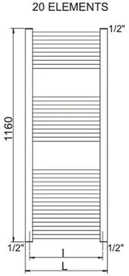 Kúpeľňový radiátor Cordivari Lisa 22 116x50 cm