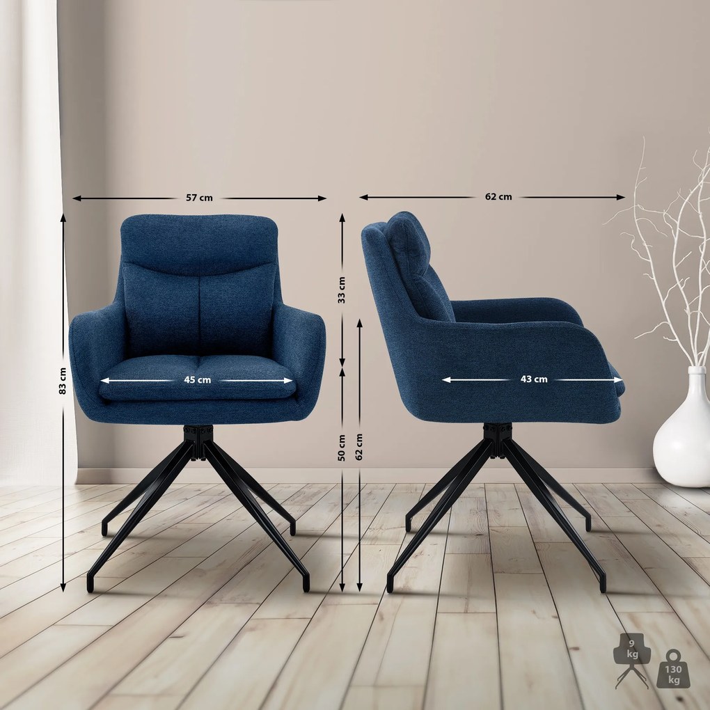 Jedálenská stolička Somers - látka - modrá