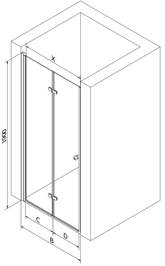 Mexen Lima, skladacie sprchové dvere do otvoru 60 x 190 cm, 6mm číre sklo, chrómový profil, 856-060-000-01-00-D