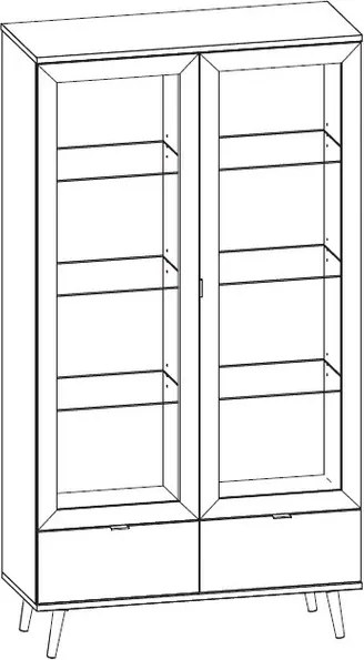 Vysoká vitrína Göteborg, biela / dub sonoma