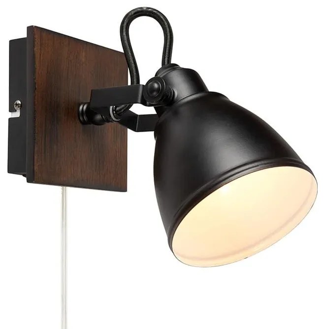 Čierne nástenné svietidlo Markslöjd Native, výška 18,5 cm