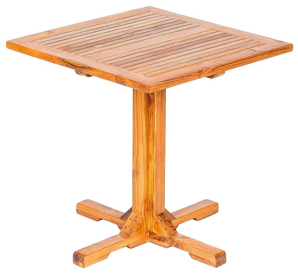 DEOKORK Teakový stôl DANTE 75 × 75 × 78 cm | kruh | 4 nohy