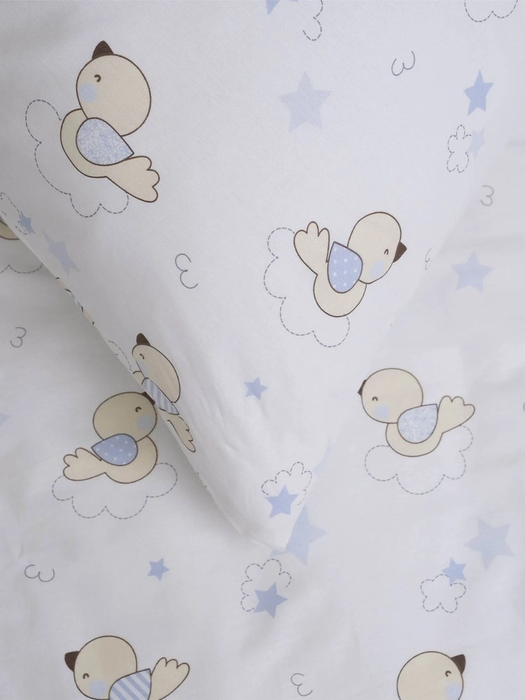 Bavlnená obliečka na vankúš Renforcé 40 × 60 cm - Vtáčiky modré