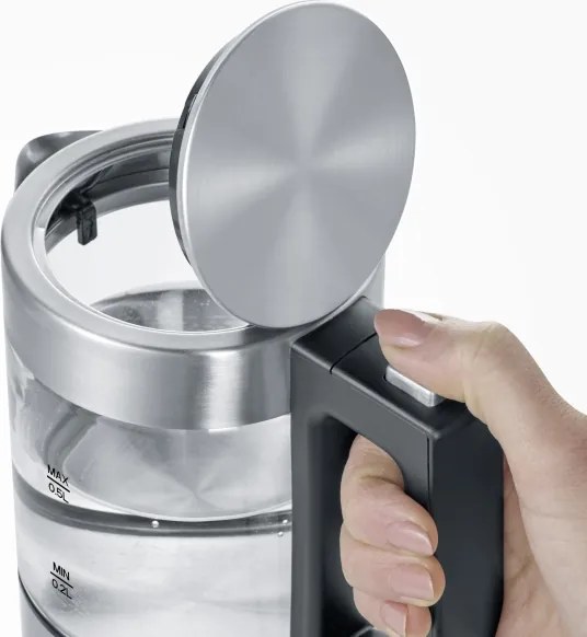 Severin WK 3472 - Rýchlovarná kanvica 0,5 l 1100 W/230 V nerez/sklo