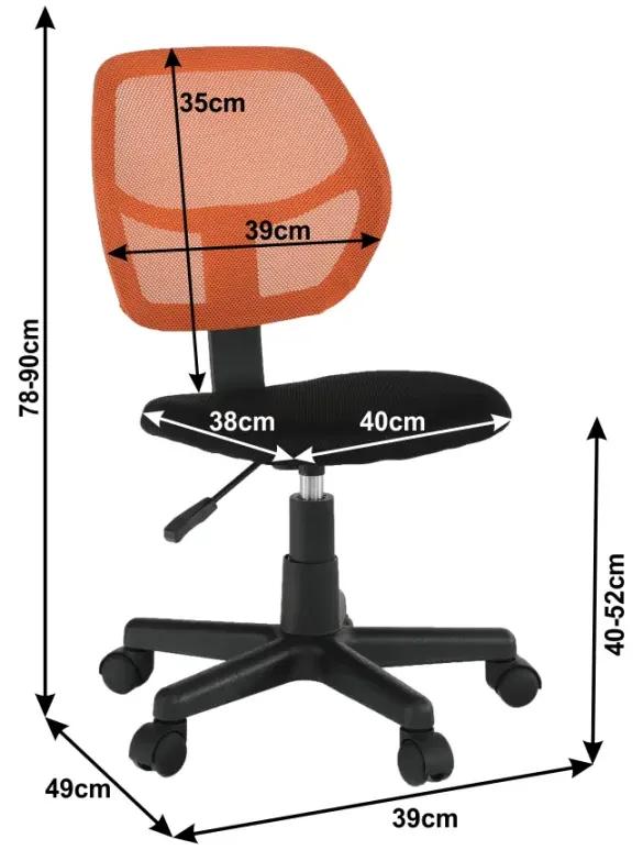 Otočná stolička, oranžová/čierna, MESH