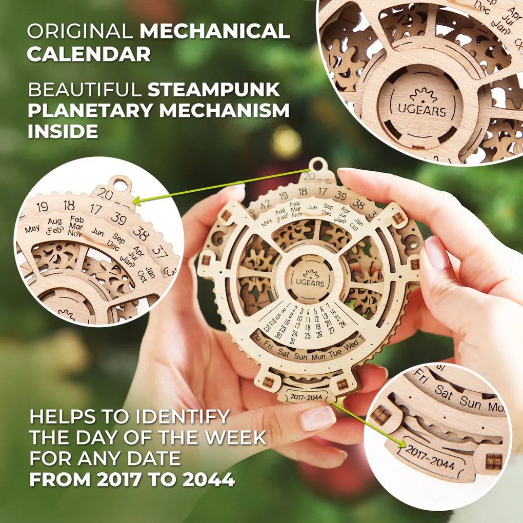 Ugears 3D mechanické puzzle Kalendár 32 ks