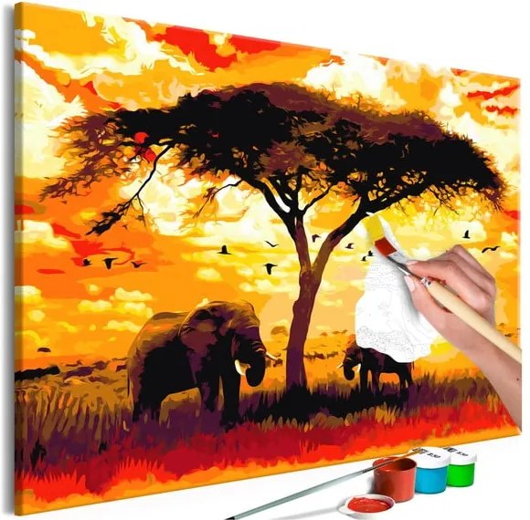 DIY set na tvorbu vlastného obrazu na plátne Artgeist Africa at Sunset, 120 × 80 cm