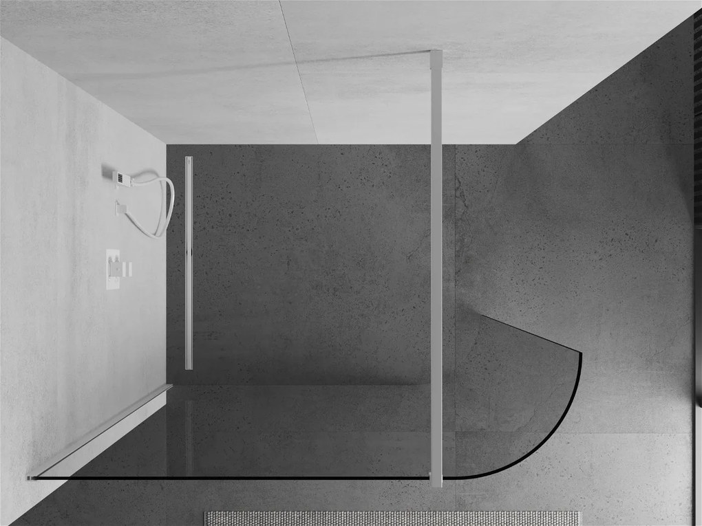 Mexen Kioto, zaoblená sprchová zástena 80 x 200 cm, 8mm číre sklo, biely profil, 800-080-101-20-06