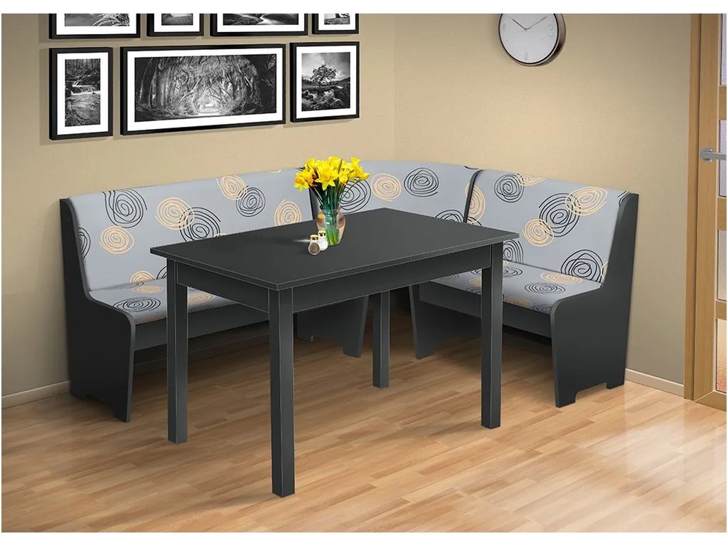 Nabytekmorava Rohová lavica so stolom farba lamina: buk 381, čalúnenie vo farbe: Mega 13 V3 šedá