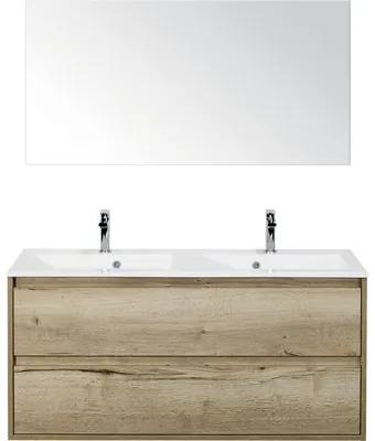 Kúpeľňová zostava Sanox Porto 120 cm mramor zrkadlo 2 zásuvky dub svetlý