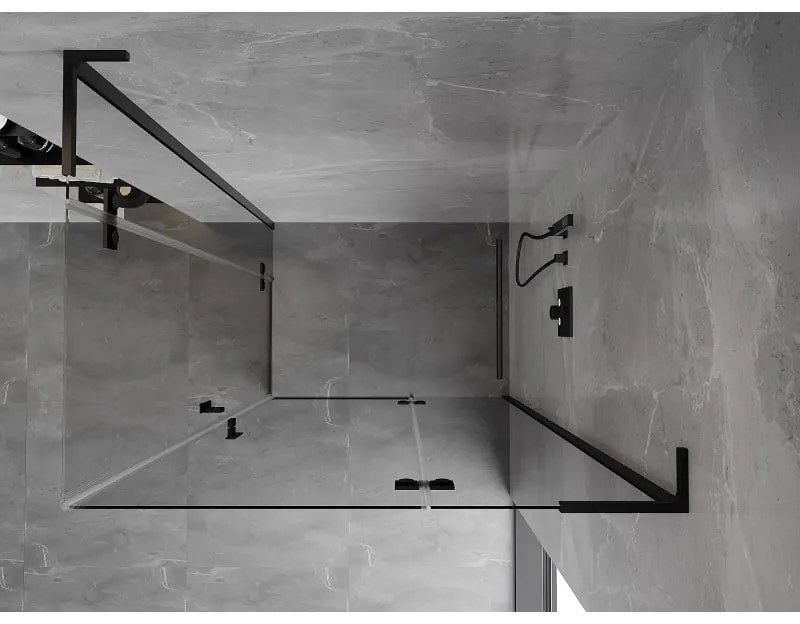 Mexen Mist-H L Duo, 2-krídlový sprchový kút 110 x 115 cm, číre sklo, čierny profil, 8A5L-110L-115P-70-00